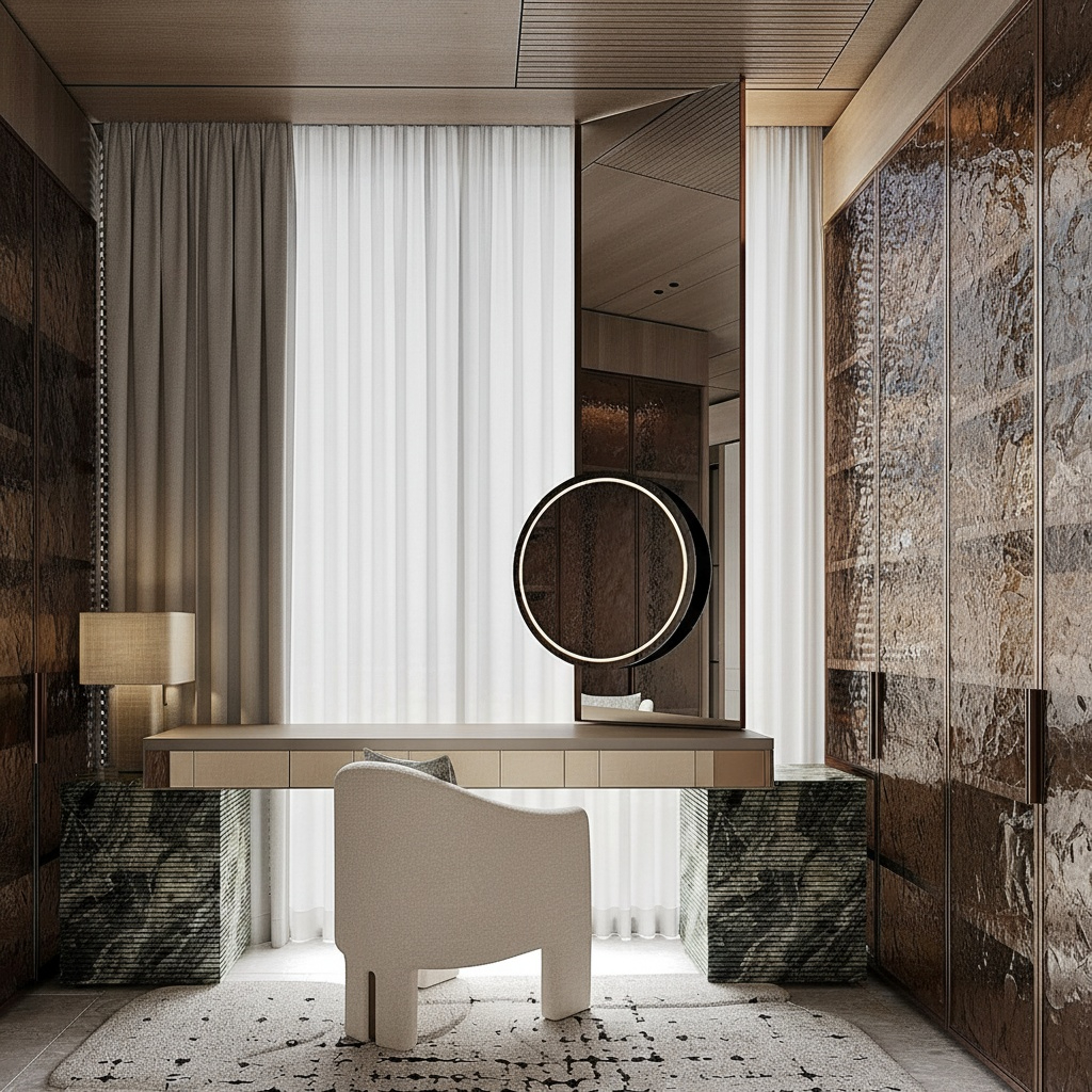 krem boucle özel üretim koltuk, kavisli sırtlı özel ölçü lounge koltuk, blok kol formlu sipariş mobilya, katmanlı oturumlu ısmarlama mobilya koltuk, soft luxury tekli koltuk tasarımı