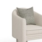 krem boucle özel üretim koltuk, kavisli sırtlı özel ölçü lounge koltuk, blok kol formlu sipariş mobilya, katmanlı oturumlu ısmarlama mobilya koltuk, soft luxury tekli koltuk tasarımı