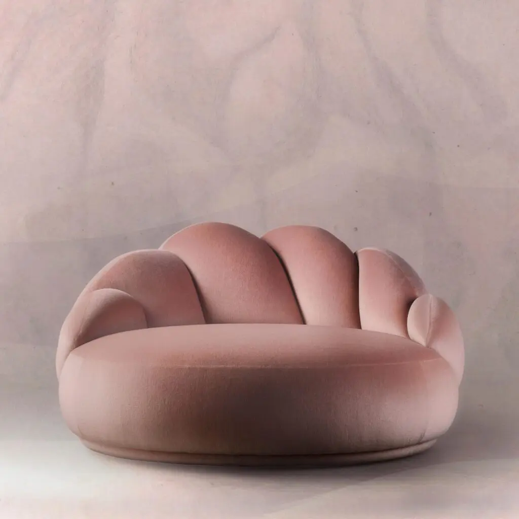 petal formlu luxury love seat, collectible design lounge sofa, organik contemporary loveseat, ozel uretim velvet love seat, heykelsi modern lounge sofa