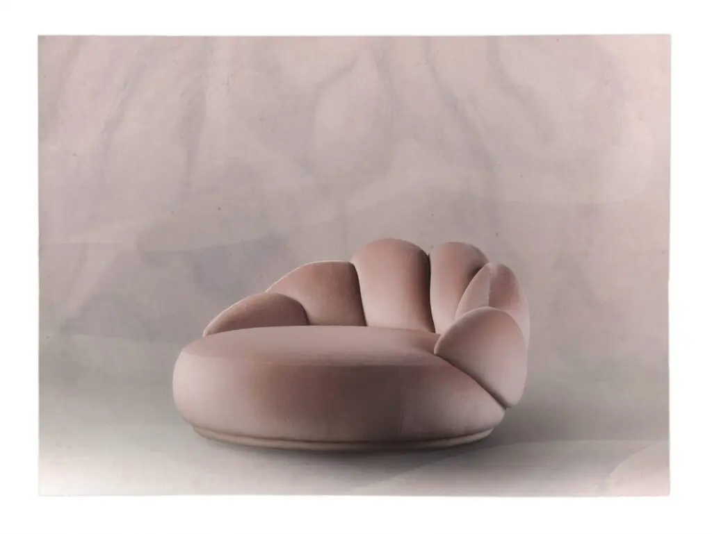 petal formlu luxury love seat, collectible design lounge sofa, organik contemporary loveseat, ozel uretim velvet love seat, heykelsi modern lounge sofa