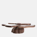 organik formlu orta sehpa, cam detaylı contemporary coffee table, masif ceviz tasarım sehpa, özel üretim heykelsi orta sehpa, luxury modern salon sehpası