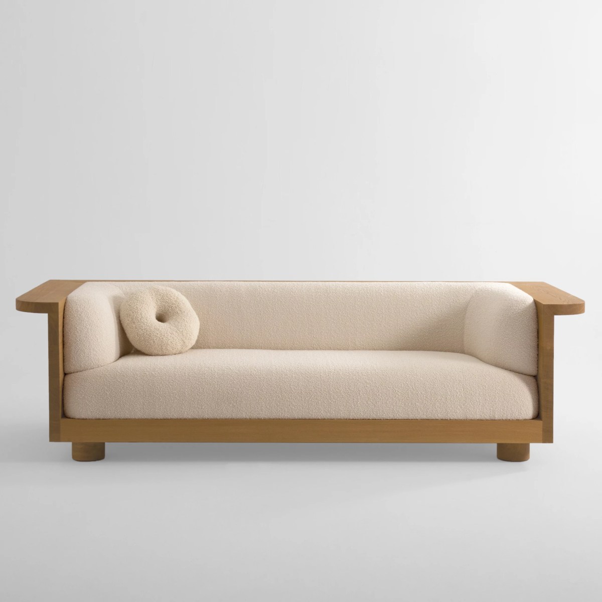 ahsap govdeli luxury kanepe, contemporary boucle sofa, ozel uretim designer kanepe, organic modern living room sofa, collectible luxury furniture sofa