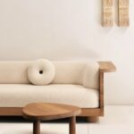 ahsap govdeli luxury kanepe, contemporary boucle sofa, ozel uretim designer kanepe, organic modern living room sofa, collectible luxury furniture sofa