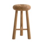 masif meşe özel üretim bar taburesi, yuvarlak oturumlu özel ölçü stool, konik ayaklı sipariş mobilya tabure, torna detaylı ısmarlama mobilya, doğal ahşap luxury bar stool