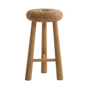 masif meşe özel üretim bar taburesi, yuvarlak oturumlu özel ölçü stool, konik ayaklı sipariş mobilya tabure, torna detaylı ısmarlama mobilya, doğal ahşap luxury bar stool