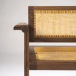 hasır koltuk, ceviz lounge chair, özel üretim japandi koltuk, modern rattan koltuk, collectible design ahşap koltuk