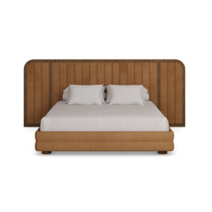 taba döşemeli özel üretim karyola, ceviz çerçeveli özel ölçü yatak başı, dikey panelli sipariş mobilya karyola, yuvarlatılmış köşeli ısmarlama mobilya yatak, sıcak luxury master bedroom karyol