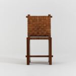 deri örgülü ahşap sandalye, brutalist modern dining chair, özel üretim artisan sandalye, masif ahşap contemporary chair, el örgüsü deri tasarım sandaly