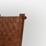 deri örgülü ahşap sandalye, brutalist modern dining chair, özel üretim artisan sandalye, masif ahşap contemporary chair, el örgüsü deri tasarım sandaly