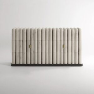 raku dokulu luxury bufe, collectible design modern buffet, contemporary artisan storage cabinet, ozel uretim heykelsi bufet, silindirik formlu luxury konsol
