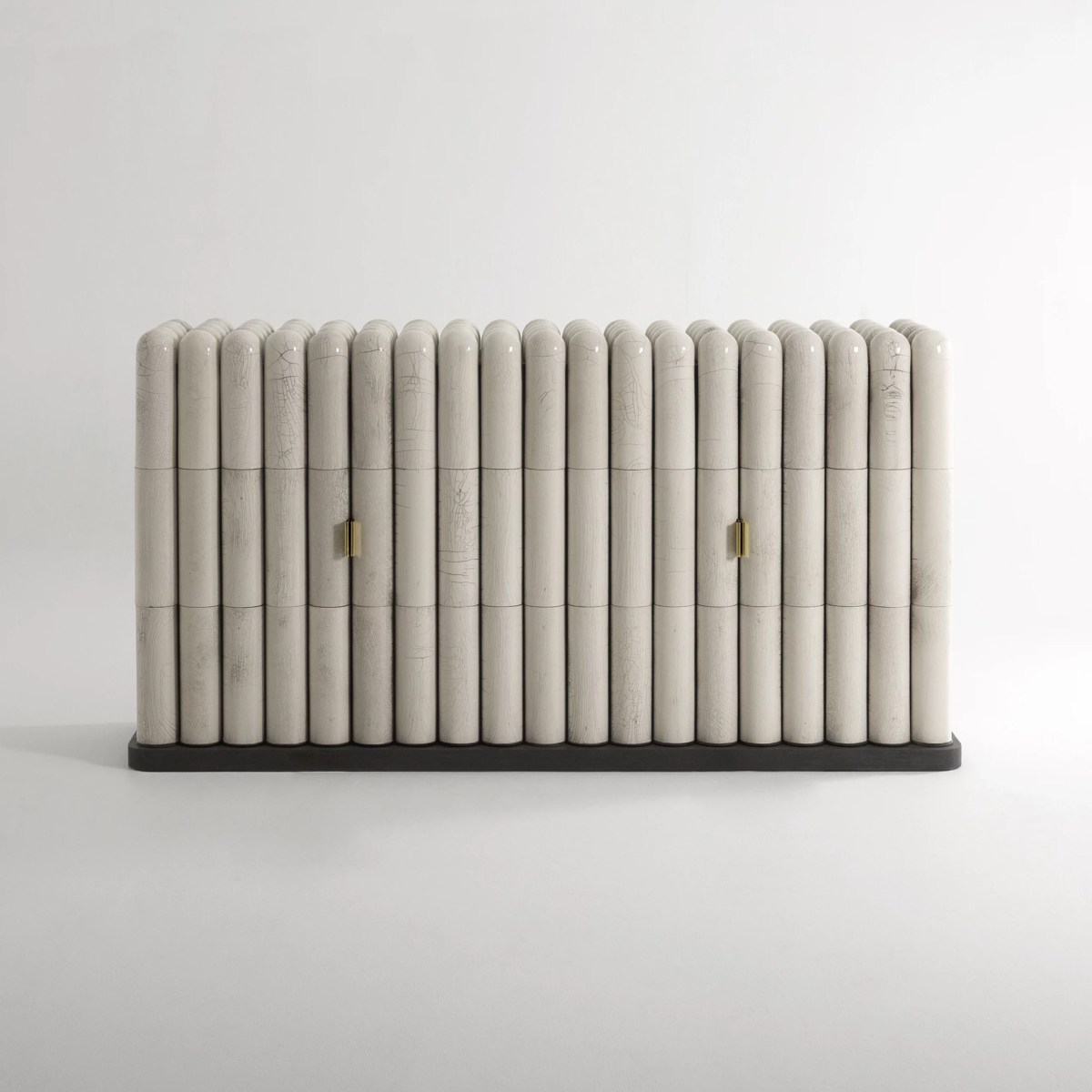 raku dokulu luxury bufe, collectible design modern buffet, contemporary artisan storage cabinet, ozel uretim heykelsi bufet, silindirik formlu luxury konsol