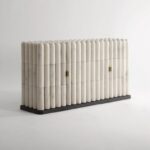 raku dokulu luxury bufe, collectible design modern buffet, contemporary artisan storage cabinet, ozel uretim heykelsi bufet, silindirik formlu luxury konsol