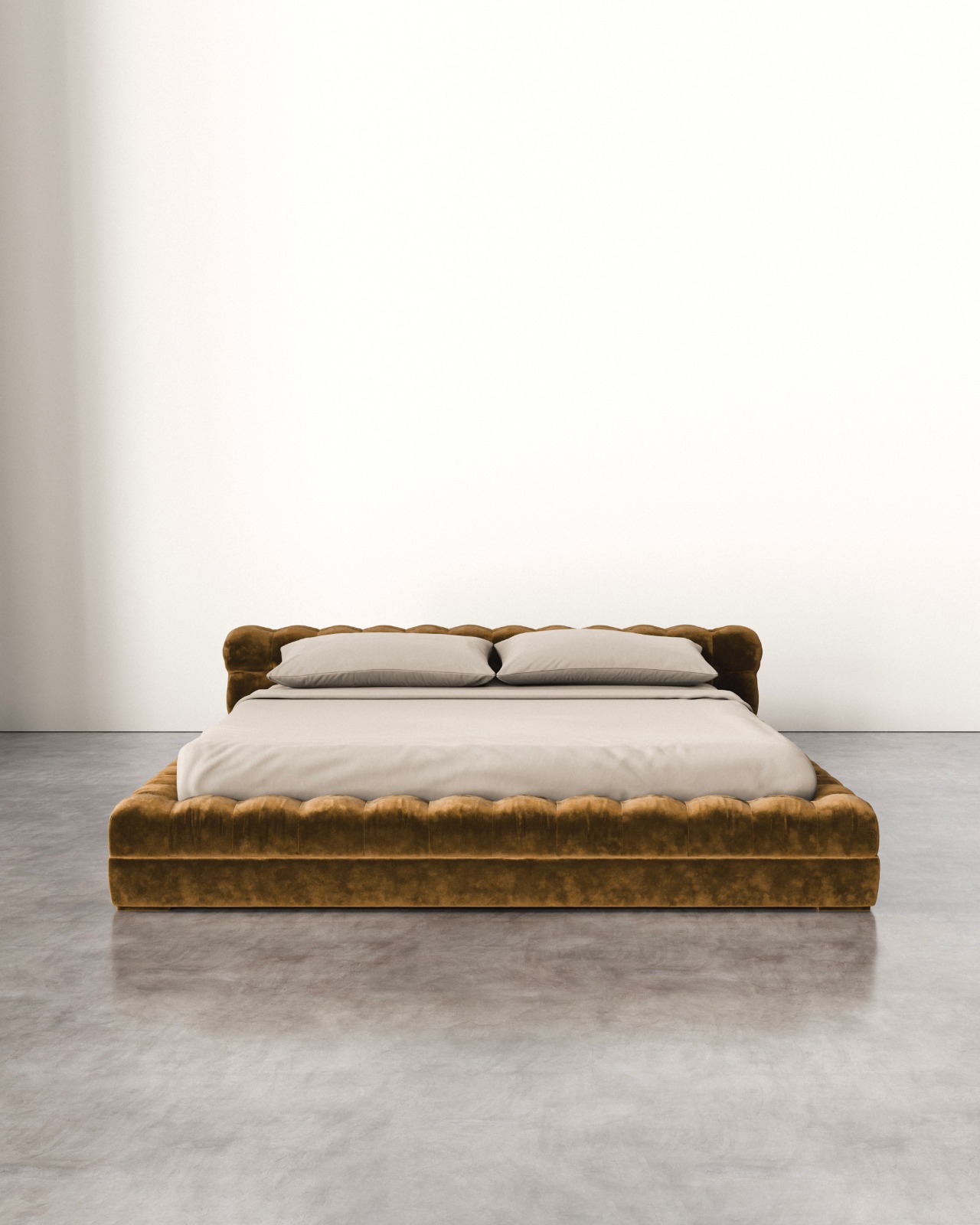 kapitone kadife modern karyola, düşük platform luxury bed, özel üretim italyan tarzı yatak, oversized contemporary karyola, tütün renkli tasarım yatakkapitone kadife modern karyola, düşük platform luxury bed, özel üretim italyan tarzı yatak, oversized contemporary karyola, tütün renkli tasarım yatak