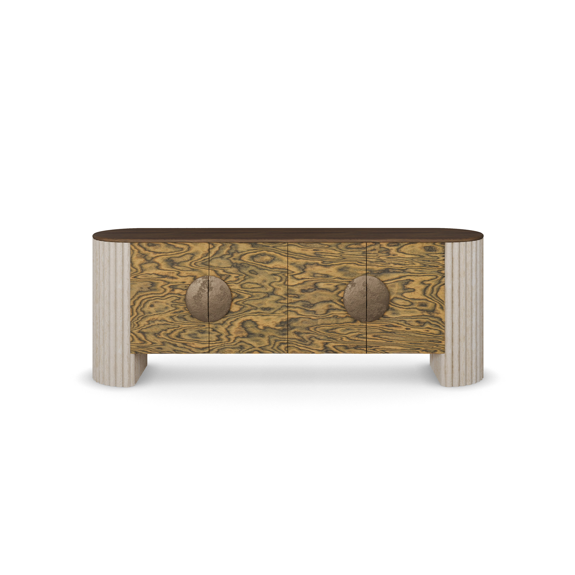 dumanlı desenli özel üretim büfe, fitilli krem ayaklı özel ölçü sideboard, koyu ceviz tablalı sipariş mobilya, yuvarlak kulplu ısmarlama mobilya büfe, dekoratif ahşap yüzeyli luxury sideboard