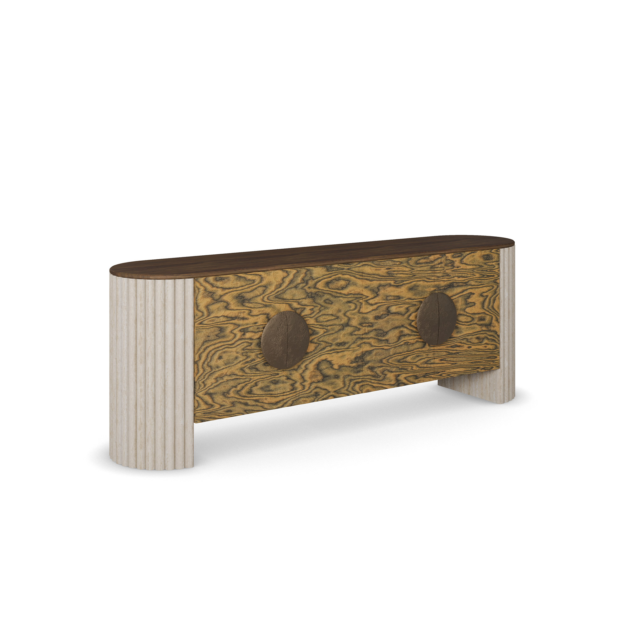 dumanlı desenli özel üretim büfe, fitilli krem ayaklı özel ölçü sideboard, koyu ceviz tablalı sipariş mobilya, yuvarlak kulplu ısmarlama mobilya büfe, dekoratif ahşap yüzeyli luxury sideboard