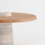 alcopon yemek masası, oval meşe masa, traverten ayaklı yemek masası, özel üretim contemporary dining table, sculptural modern masa