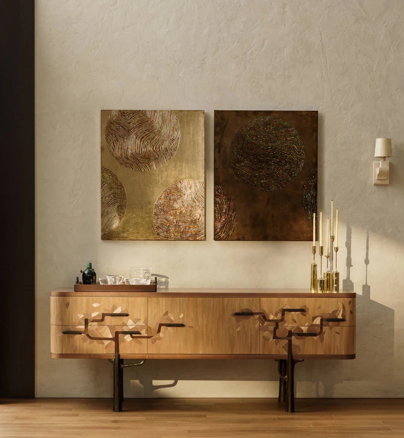 heykelsi ahşap konsol, collectible design console, ağaç formlu modern konsol, özel üretim luxury sideboard, contemporary designer console