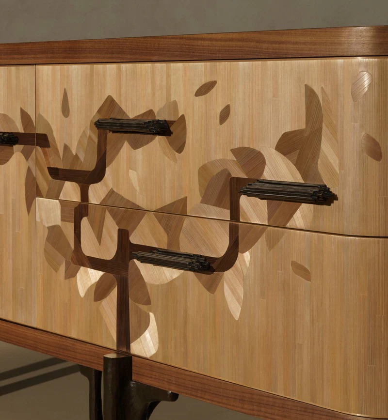 heykelsi ahşap konsol, collectible design console, ağaç formlu modern konsol, özel üretim luxury sideboard, contemporary designer console