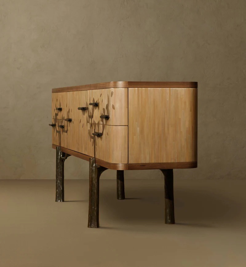 heykelsi ahşap konsol, collectible design console, ağaç formlu modern konsol, özel üretim luxury sideboard, contemporary designer console