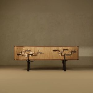 heykelsi ahşap konsol, collectible design console, ağaç formlu modern konsol, özel üretim luxury sideboard, contemporary designer console