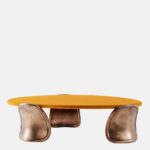 organik orta sehpa, bronz ayaklı sehpa, özel üretim coffee table, collectible design sehpa, lake oval orta sehpa