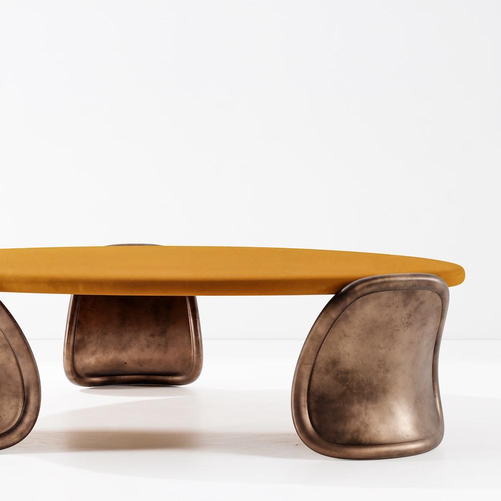 organik orta sehpa, bronz ayaklı sehpa, özel üretim coffee table, collectible design sehpa, lake oval orta sehpa