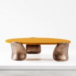 organik orta sehpa, bronz ayaklı sehpa, özel üretim coffee table, collectible design sehpa, lake oval orta sehpa