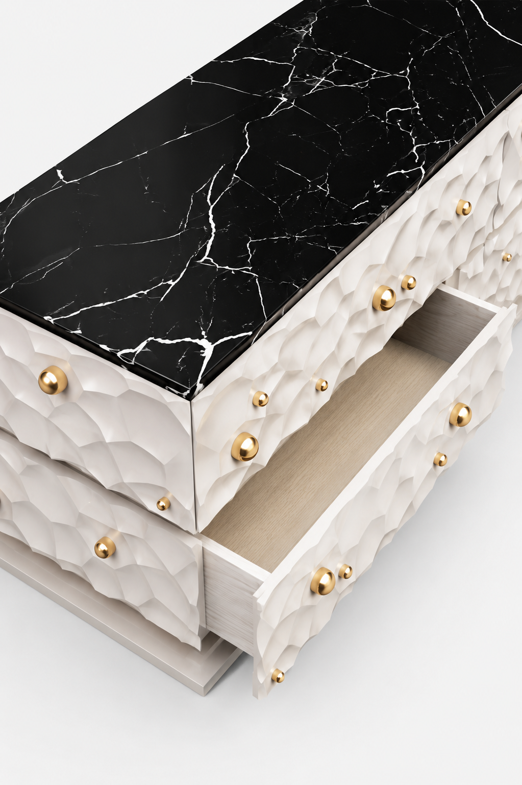 aurion şifonyer, mermer tablalı luxury dresser, sculptural modern şifonyer, özel üretim contemporary storage, collectible design bedroom furniture