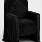 bold koltuk, fringe detaylı lounge chair, sculptural modern koltuk, özel üretim contemporary furniture, collectible design seating