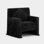 bold koltuk, fringe detaylı lounge chair, sculptural modern koltuk, özel üretim contemporary furniture, collectible design seating