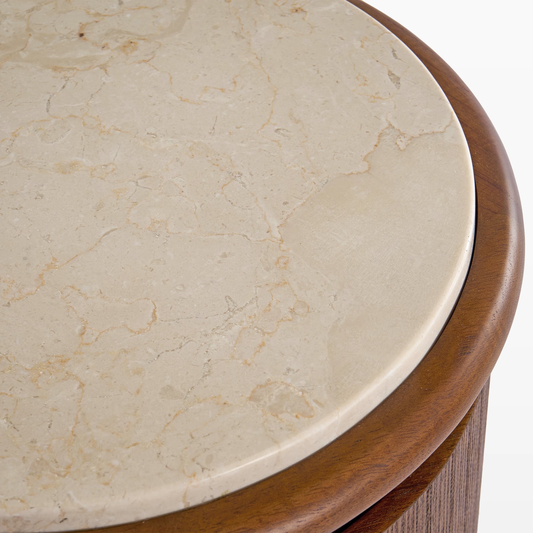 bruto komodin, cylindrical bedside table, mermer tablalı komodin, özel üretim luxury komodin, sculptural modern bedside table