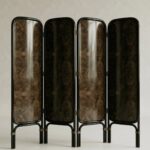 kök ceviz paravan, özel üretim oda bölücü, siyah metal luxury paravan, katlanabilir dekoratif paravan, ısmarlama ahşap room divider