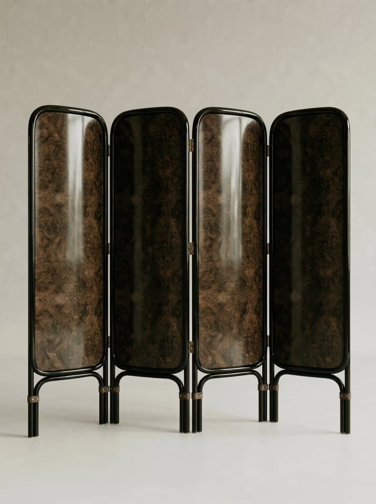 kök ceviz paravan, özel üretim oda bölücü, siyah metal luxury paravan, katlanabilir dekoratif paravan, ısmarlama ahşap room divider