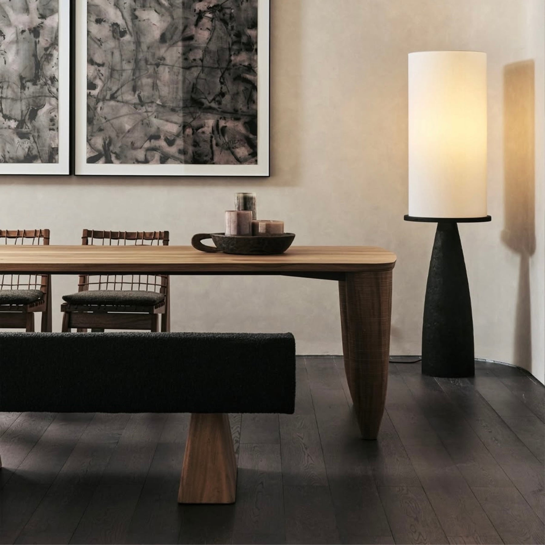 masif ahsap luxury masa, organic leg contemporary dining table, ozel uretim modern yemek masasi, sculptural wood designer masa, warm minimal dining furniture