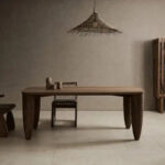 masif ahsap luxury masa, organic leg contemporary dining table, ozel uretim modern yemek masasi, sculptural wood designer masa, warm minimal dining furniture