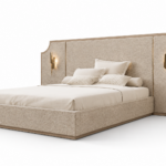 delia karyola, upholstered luxury bed, panel başlıklı contemporary yatak, özel üretim modern karyola, architectural bedroom furniture