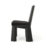 geometrik ahsap sandalye, brutalist dining chair, ozel uretim modern sandalye, black oak contemporary chair, sculptural collectible dining chair