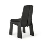 geometrik ahsap sandalye, brutalist dining chair, ozel uretim modern sandalye, black oak contemporary chair, sculptural collectible dining chair