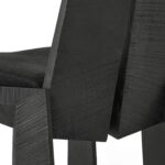 geometrik ahsap sandalye, brutalist dining chair, ozel uretim modern sandalye, black oak contemporary chair, sculptural collectible dining chair