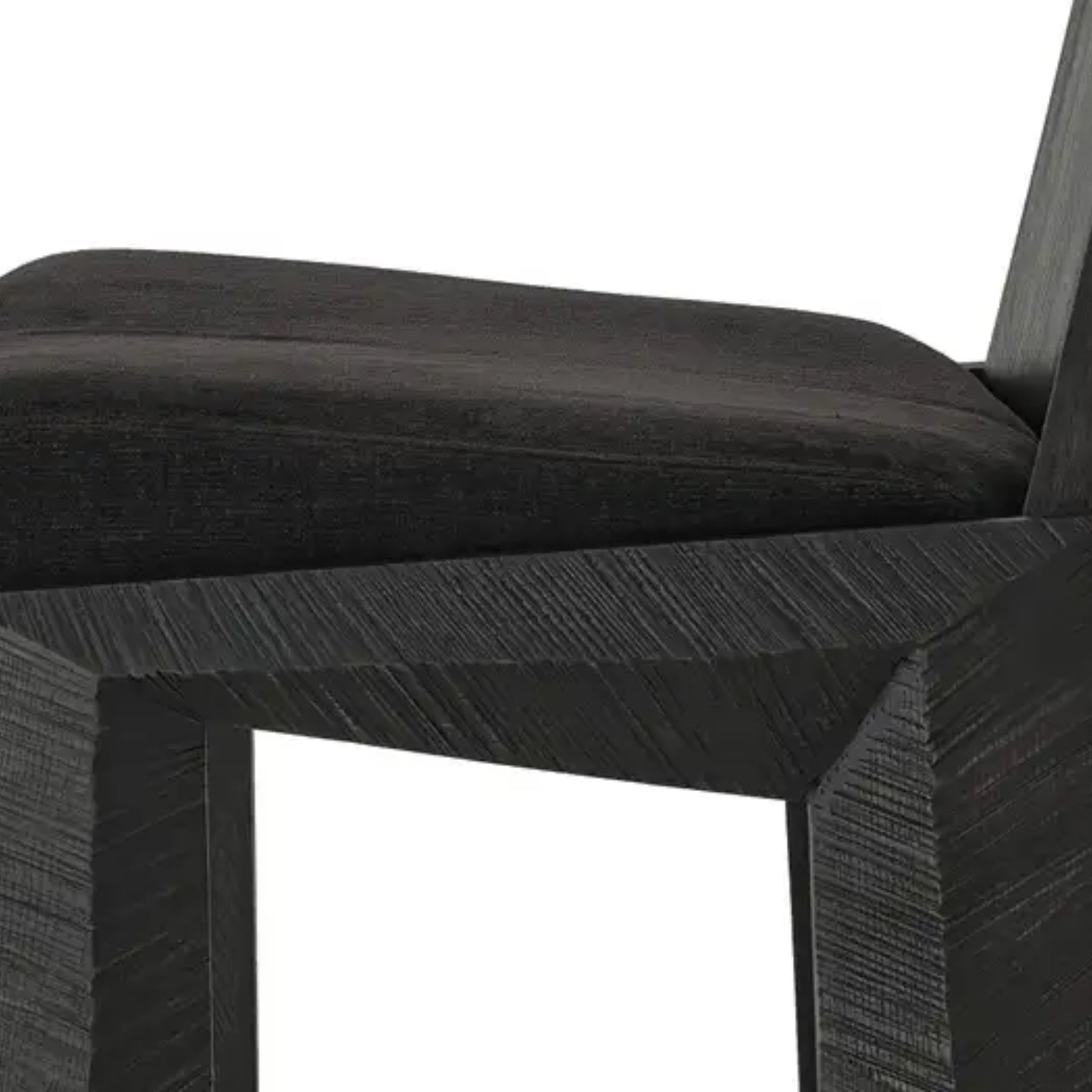 geometrik ahsap sandalye, brutalist dining chair, ozel uretim modern sandalye, black oak contemporary chair, sculptural collectible dining chair