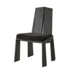 geometrik ahsap sandalye, brutalist dining chair, ozel uretim modern sandalye, black oak contemporary chair, sculptural collectible dining chair
