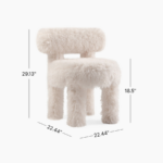 fluvia sandalye, faux fur modern sandalye, özel üretim sculptural chair, yumuşak dokulu contemporary sandalye, collectible design dining chair