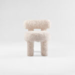 fluvia sandalye, faux fur modern sandalye, özel üretim sculptural chair, yumuşak dokulu contemporary sandalye, collectible design dining chair