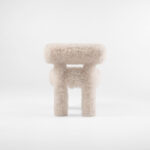 fluvia sandalye, faux fur modern sandalye, özel üretim sculptural chair, yumuşak dokulu contemporary sandalye, collectible design dining chair
