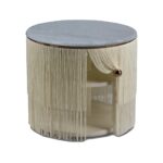 püsküllü komodin, mermer tablalı komodin, özel üretim yatak odası mobilyası, yuvarlak luxury bedside table, couture tasarım komodin