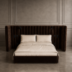 monza karyola, entegre komodinli luxury bed, yeşil kadife modern karyola, özel üretim contemporary bedroom furniture, hotel style collectible bed