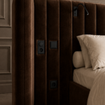 monza karyola, entegre komodinli luxury bed, yeşil kadife modern karyola, özel üretim contemporary bedroom furniture, hotel style collectible bed