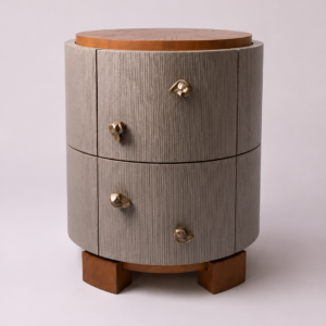 morvane komodin, yuvarlak modern komodin, textured luxury nightstand, özel üretim contemporary bedside table, collectible design bedroom furniture