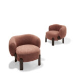 boucle lounge chair, sculptural modern koltuk, ozel uretim contemporary berjer, rounded barrel armchair, organic modern luxury seating