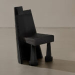 black oak designer chair, brutalist contemporary sandalye, collectible dining chair design, ozel uretim architectural seating, sculptural luxury ahsap sandalye